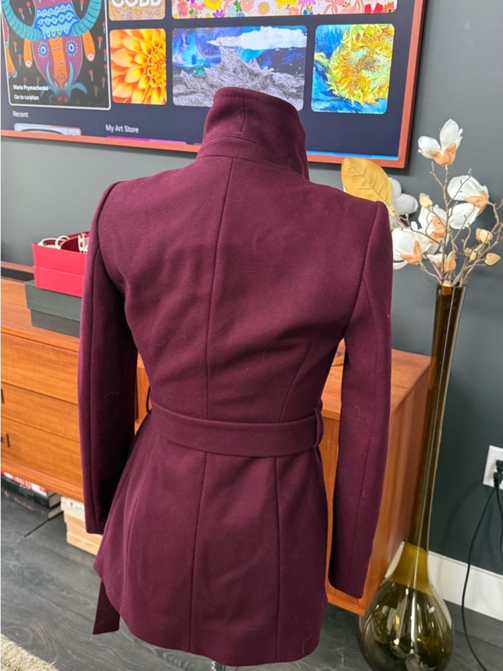 Ted Baker Burgundy Wool/Cashmere coat - Picture 2 of 6